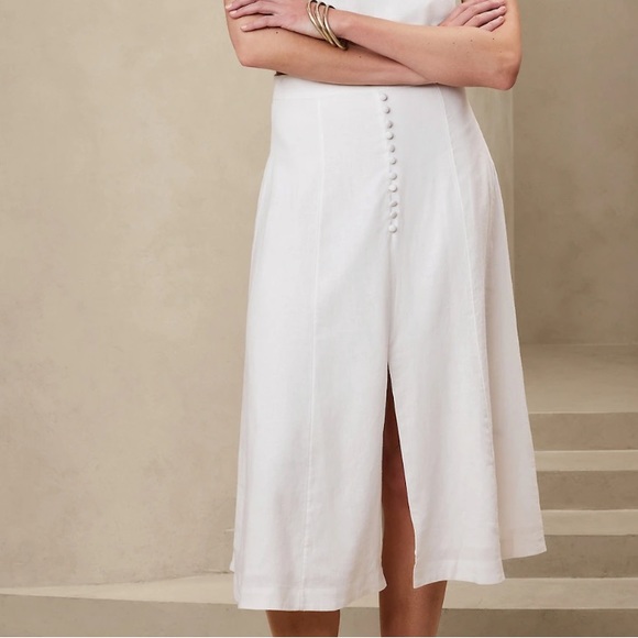 Banana Republic | LINEN-BLEND MIDI SKIRT | | black | Petite | matching skirt set - Picture 3 of 16
